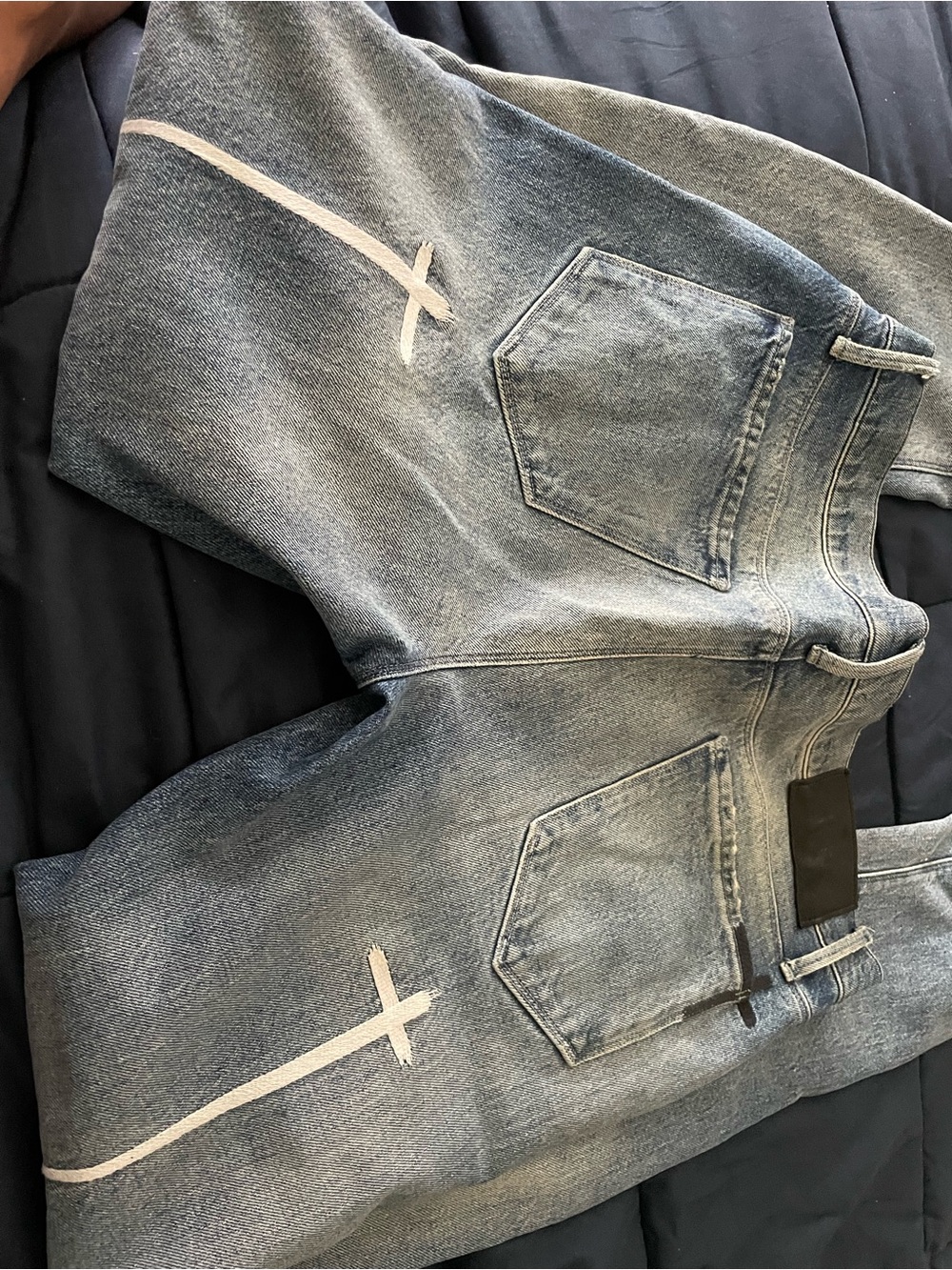 RtA Blue Washed Denim Jeans with Black Label